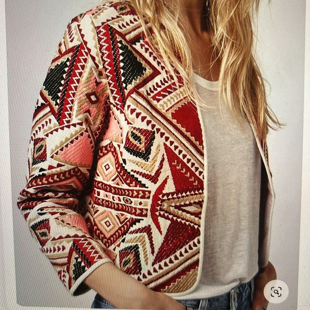 TopShop Embroidered Jacquard Jacket US 2